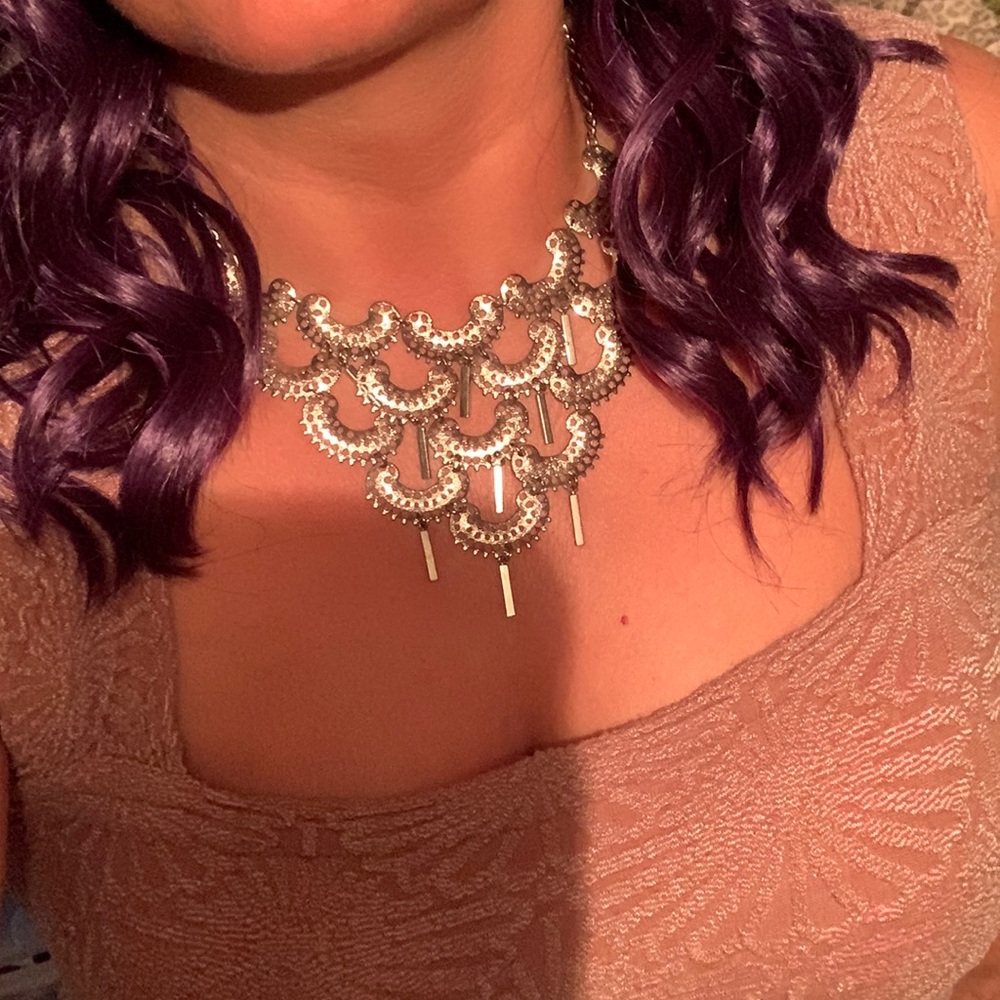 Boho silver necklace